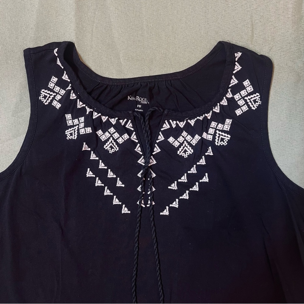 Embroidered Dress Blk Sleeveless Cotton Boho EUC SzMP $5 ADD ON with $15+ Bundle - Picture 4 of 8